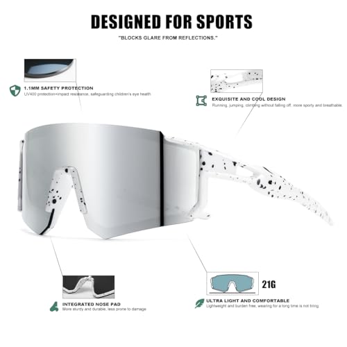 Image of SEKKAF Kids Sunglasses Youth Baseball Sunglasses for Boys Girls Softball Sports Sun Glasses UV Protection
