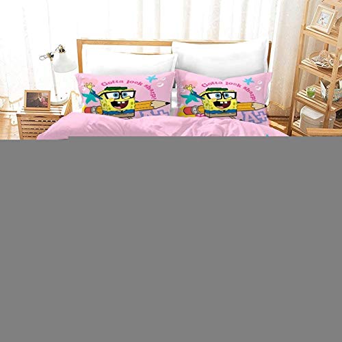 NBAOBAO Juego de ropa de cama de Bob Esponja, 100% microfibra, 3...