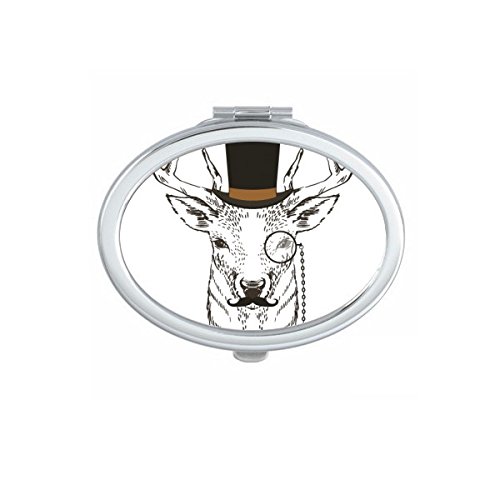 Petit miroir main avec motif cerf en noeud papillon, un cadeau original
