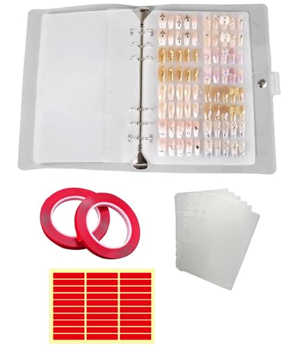 Image of 6-Page Nail Art Book, Press On Nails Organizer for Travel and Salon Use, Nail Display Stand for Press On Nails Collection, Nail Art Table Accessory