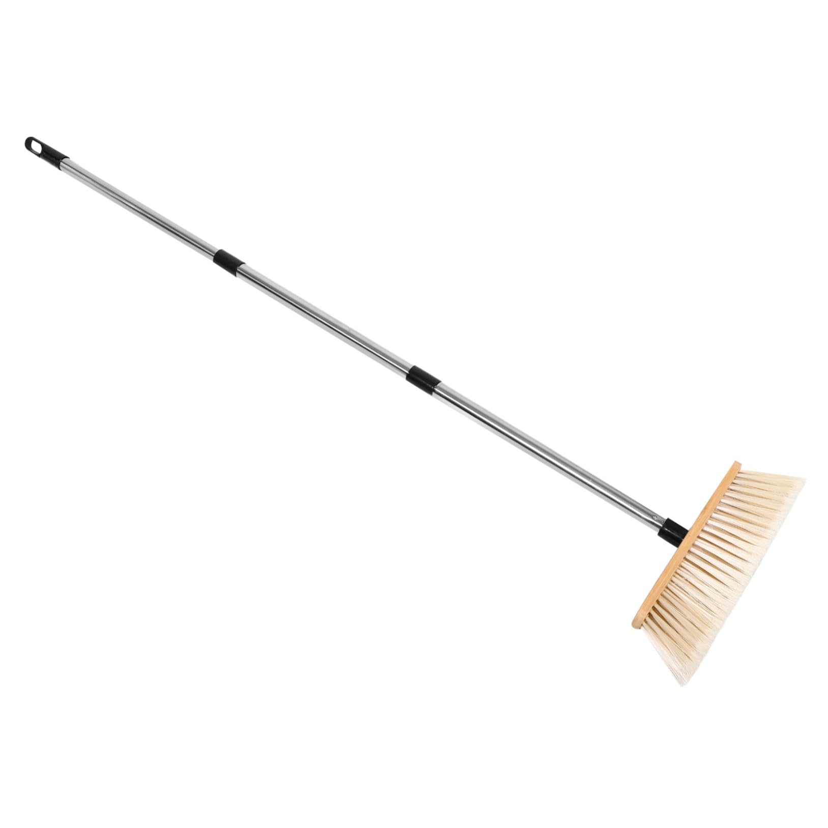 Scopa da Giardino in Bamboo con Setole Dure Spazzola Esterna per Patio e Garage Manico in Acciaio Inossidabile Resistente e Impugnatura Ergonomica in Legno per Pulizia Efficiente