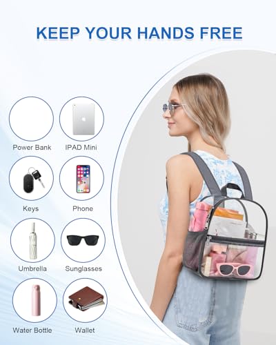 Image of Clear Backpack for Stadium Events, 12x12x6 Small Clear Plastic bag with Reinforced Straps for Game Security Festival Concert