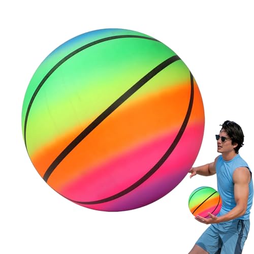 Rainbow Playground - Uppblåsbar färgglad bollleksak barn, vattenlekboll strandaktiviteter | Sommar utomhus rolig poolleksak, lätt uppblåsbar vattenspel barn