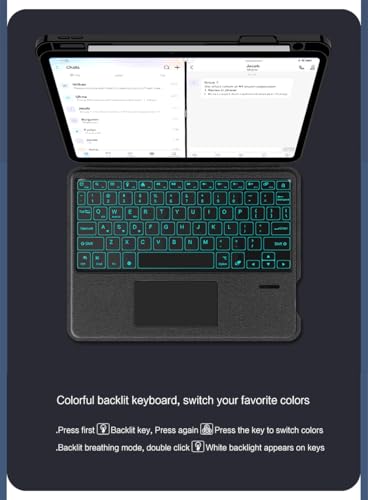 Funda magnética de piel para iPad Air 11 M3 con teclado Bluetooth retroiluminado negro 6