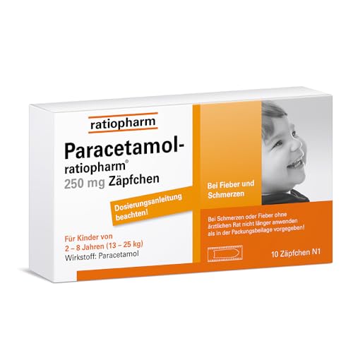 Paracetamol-ratiopharm 250 mg Zäpfchen: Sanfte Hilfe bei Schmerzen und Fieber für Kleinkinder 10 Zäpfchen