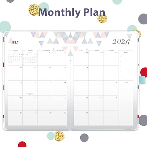 2026 Diary - A5 Diary 2026 Week to View, from January 2026 to December 2026, 21.3 x 14.7 x 1.6 cm - Coloured Dots