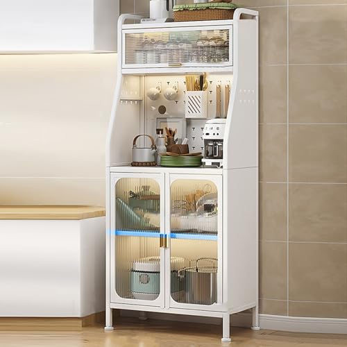 5-Tier Kitchen Storage Cabinet with Clear Doors, Adjustable Pantry Shelves,
