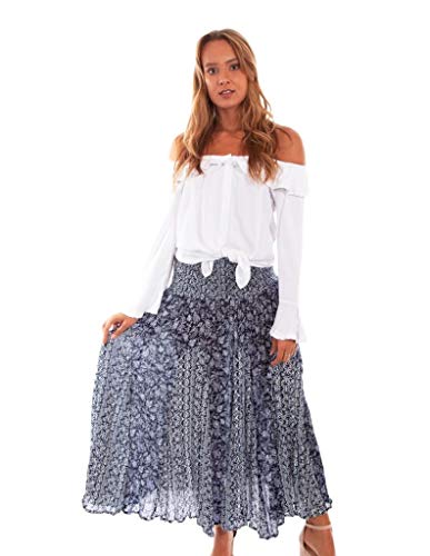 Scully Western Skirt Womens Lightweight Print Maxi Blue F0_PSL-252