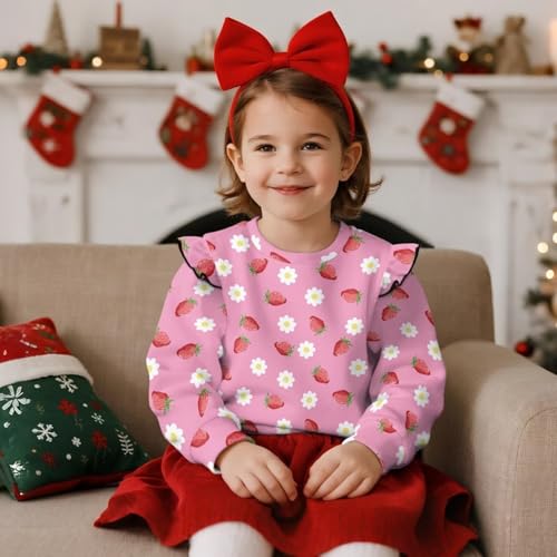 Toddler Sweatshirt Crewneck Ruffle Long Sleeve Shirts for Girls 1-8Y Cute Clothes for Kids Outdoor School3