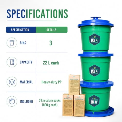 Image of Trendsetters Biobin 3-Tier Compost Bin with Bio Inoculum, 66L