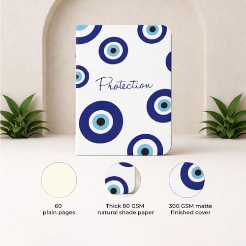 Image of PAPBOO A5 Handy, Easy to Carry Unruled, Plain Evil Eye Set of 4 for doodling, Writing, Notes, Notebooks -Matte Finished - Journal Diary, Gift.(60 * 4=240 80 GSM Pages)