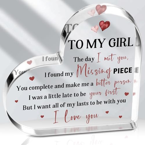 Gf Gifts for Girlfriend Romantic Birthday Christmas Valentines Day Sweetest Day I Love You Gifts for Gf Wife To My Girl Will You Be My Girlfriend Acrylic Heart Keepsake Best Girlfriend Presents