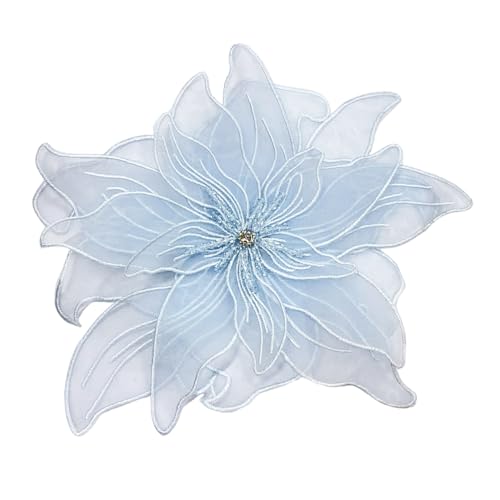 Image of Exaggerated Organza Fabric Flower Brooch Pin for Women Girls Fashion Dainty Layered Big Beaded Corsage Boutonniere Brooches Lapel Pins Delicate Wedding Birthday Holiday Dress Accessories Jewelry Gift