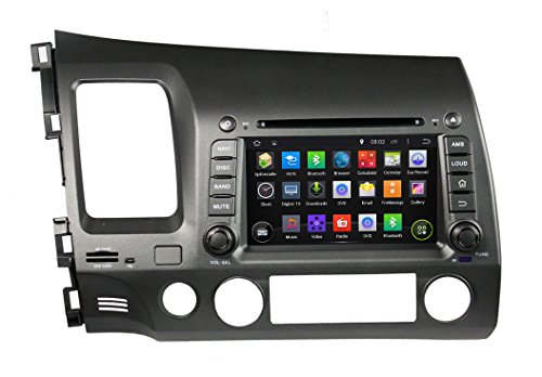 KUNFINE Android 8.0 Otca Core Car DVD GPS Navigation Multimedia Player Car Stereo for Honda Left Driving Civic 2006 2007 2008 2009 2010 2011 Steering Wheel Control 3G WiFi Bluetooth Free Map Update