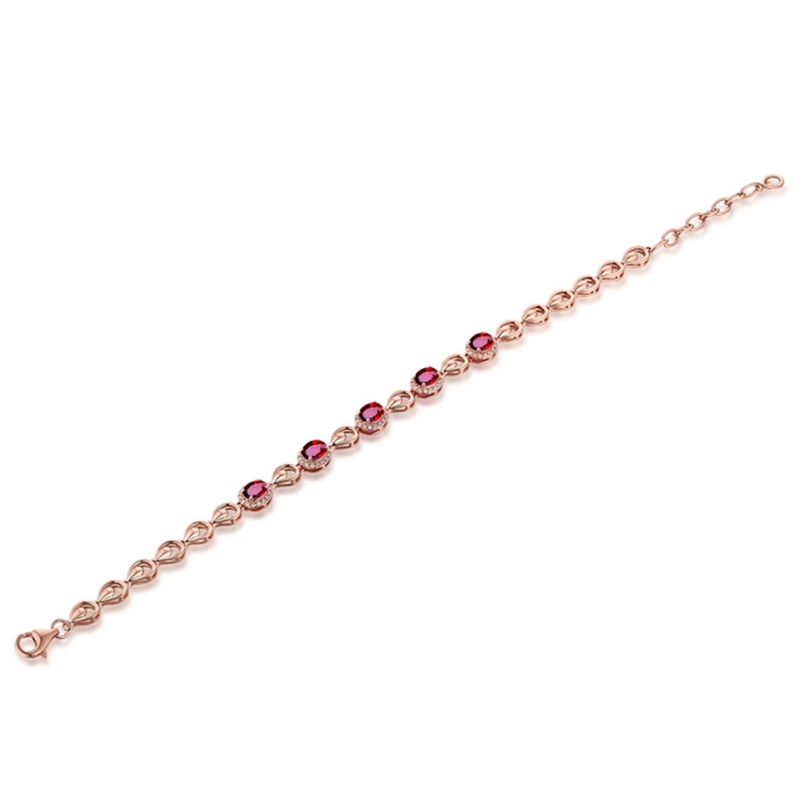 Bracciali Oro Rosa 18k/14k/9k, Bracciale Donna con Rubino 2.1ct 16-20 cm con Diamante, Braccialetti da Sposa Matrimonio