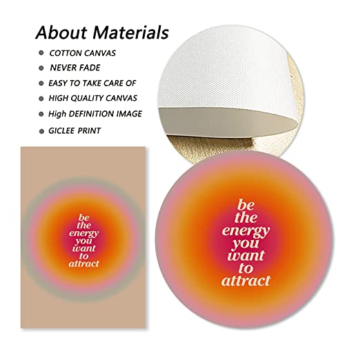 Colorful Wall Art Prints Pink Aesthetic Artwork Danish Pastel Wall Pictures Pink Gradient Poster Aura Trendy Wall Decor Be The Energy You Want To Attract Poster Positive Aura Art Prints 16X24Inch Unframed #TOP5