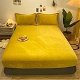 Sábana de Terciopelo de Leche de Terciopelo Coral de una Pieza Engrosada Antideslizante más Funda de Cama de Terciopelo Protector de colchón de Invierno C 120 cm x 200 cm (I 120 cm x 200 cm)