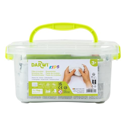 DARWI DA0851000K01C Pack Scolaire 4 Pains Pâte à modeler 1Kg Blanche Pack 4