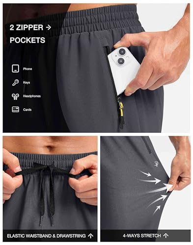 Image of Pudolla Men's Lightweight Hiking Pants Quick Dry Outdoor Sweatpants with Zipper Pockets for Athletic Workout Casual Travel