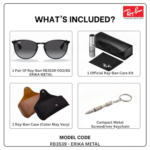 Image of Ray-Ban RB3539 ERIKA METAL Phantos Shaped Sunglasses for Women with Official RAYBAN Eyewear Kit