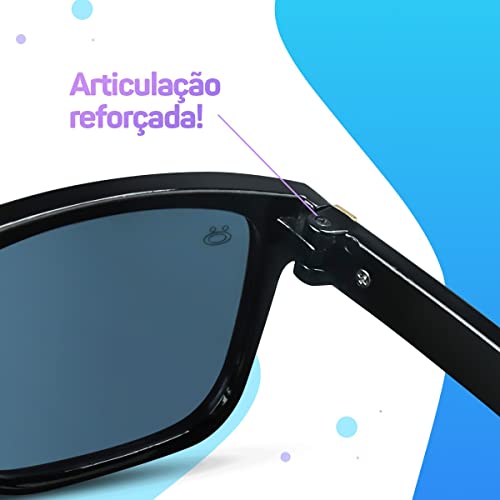 Óculos de Sol Infantil Quadrado, Preto, Proteção UV + Case Luxuosa Moda Kids Meninos, Meninas