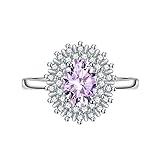 KnBoB Frauen Ring, Damen Lila Geometrisch Oval Zirkonia Verstellbar Eheringe Modeschmuck