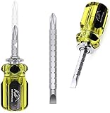 Stubby Screwdriver By Kutir (Set of 2) - Adjustable Length and Reversible Dual End, Slotted and...