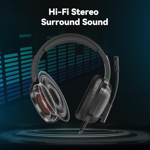 Image of Gaming Headset with Microphone for Pc, Xbox One Series X /s, Ps4, Ps5, Switch, Stereo Wired Noise Cancelling Over-Ear Headphones with Mic, RGB, for Computer, Laptop, Mac, Nintendo (Black)