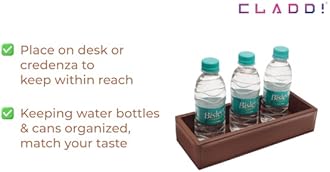 CLADD INTERNATIONAL Soft Padded Vegan Leather Serving Tray – Bottle & Canes Holder | Multipurpose Snacks & Appetizer Tray | Breakfast, Tea, Coffee Serving Tray | Decorative Platter for Storage (Brown)