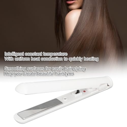 Plancha para el cabello de cerámica con placas flotantes, calentamiento rápido, herramienta de peinado para flequillo (blanca) miniatura 2