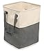BirdRock Home Square Cloth Laundry Hamper with Handles | Dirty Clothes Sorter | Easy Storage | Foldable | Grey and White Canvas