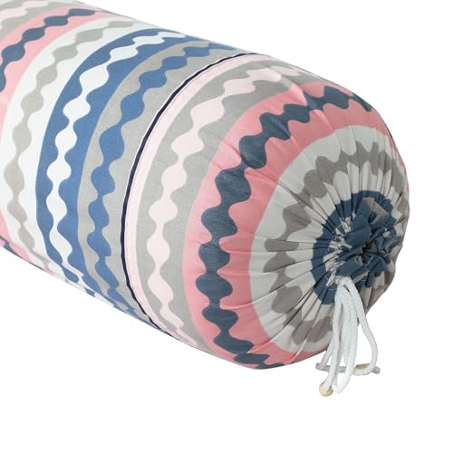 Kuber Industries Bolster Covers | Soft Cotton Bolster Cover Set | Diwan Round Bolster Pillow Covers | Zig Zag Design Roll Masand Cover | 16x32 Inch | Pack of 2 | Multicolor,144 TC