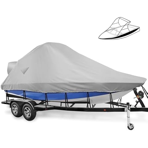 Mionovity Wake Tower Boat Cover,900D Marine Heavy Duty Waterproof Boat Cover,Wakeboard Tower Boat Cover,Fits Fits V Hull Runabout Ski-Boats, 21-23ft, Gray Cover