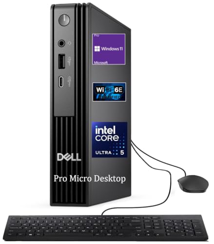 Dell Pro Micro (Next-gen OptiPlex 7020 MFF) PC Windows 11 Pro Intel Core Ultra5 235T 16GB DDR5 RAM 512GB NVMe SSD WiFi 6E Bluetooth HDMI&DP Business Micro PC
