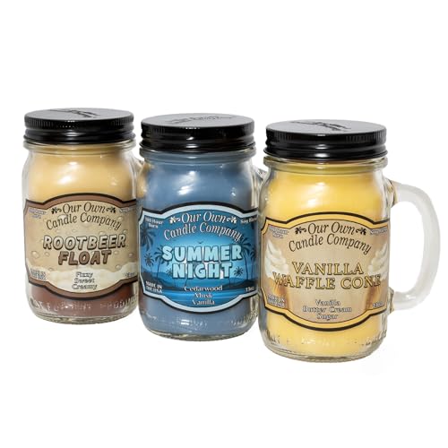 Our Own Candle Company Summer Variety Pack Mason Jar Candles 13 oz (3)