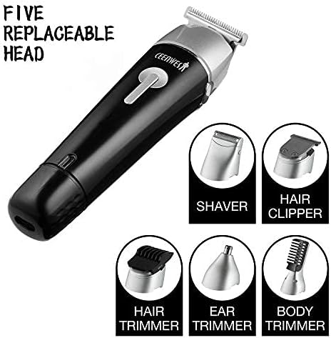 CEENWES Updated Version 5 in 1 Waterproof Man’s Grooming Kit Hair Clippers Professional Beard Trimmer Dual Shaver Rechargeable Body Trimmer Nose Hair Trimmer Cordless Precision Trimmer