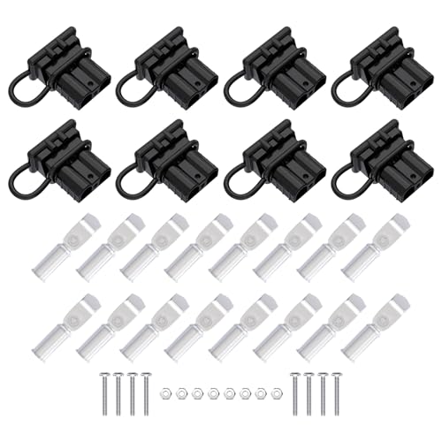 cnaodun 8 Pcs 6-10 Gauge Anderson Connector Plug 50A 12-36V Battery Quick Connector Black Battery Quick Disconnect Wire Harness Plug Kit for Winch Car Auto Trailer Driver Electrical Devices