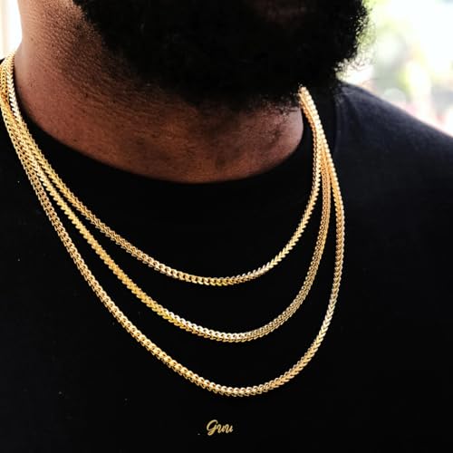 Mens Solid Stainless Steel Franco Chain 2.5MM 4MM 14K Gold Plated Franco Necklace Bracelet For Men Women 18''-24''4