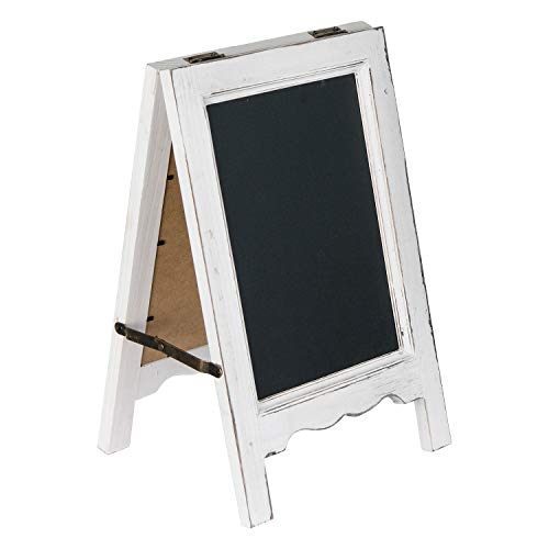 15 Inch Mini Tabletop Wooden A-Frame Double-Sided Slate Chalkboard Sign Easel For Business (White) #TOP10