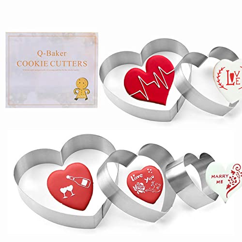 5 Pieces Heart Cookie Cutter 3.95", 3.35", 2.75", 2.36",1.37" Valentine’s Day Cookie Cutters For Baking And Decorating Anniversary, Bridal, Engagement And Valentine #TOP27