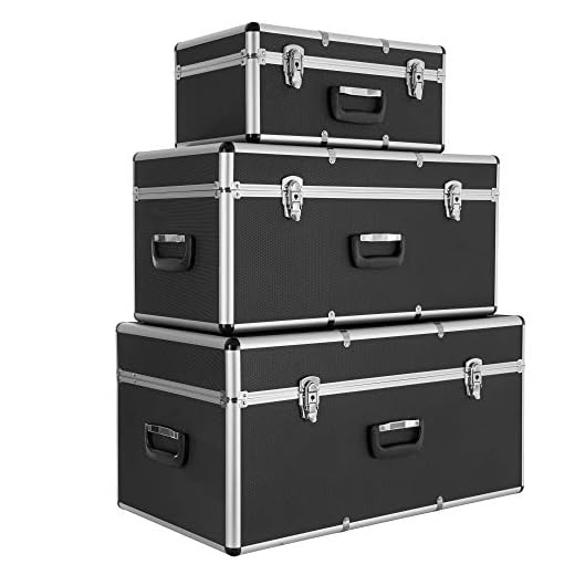 Arebos Set de 3 Maletín de transporte portátil | 200 L de volumen total | Maletín de aluminio | con cerradura | Incl. asa y correa universal | Transporte maletín