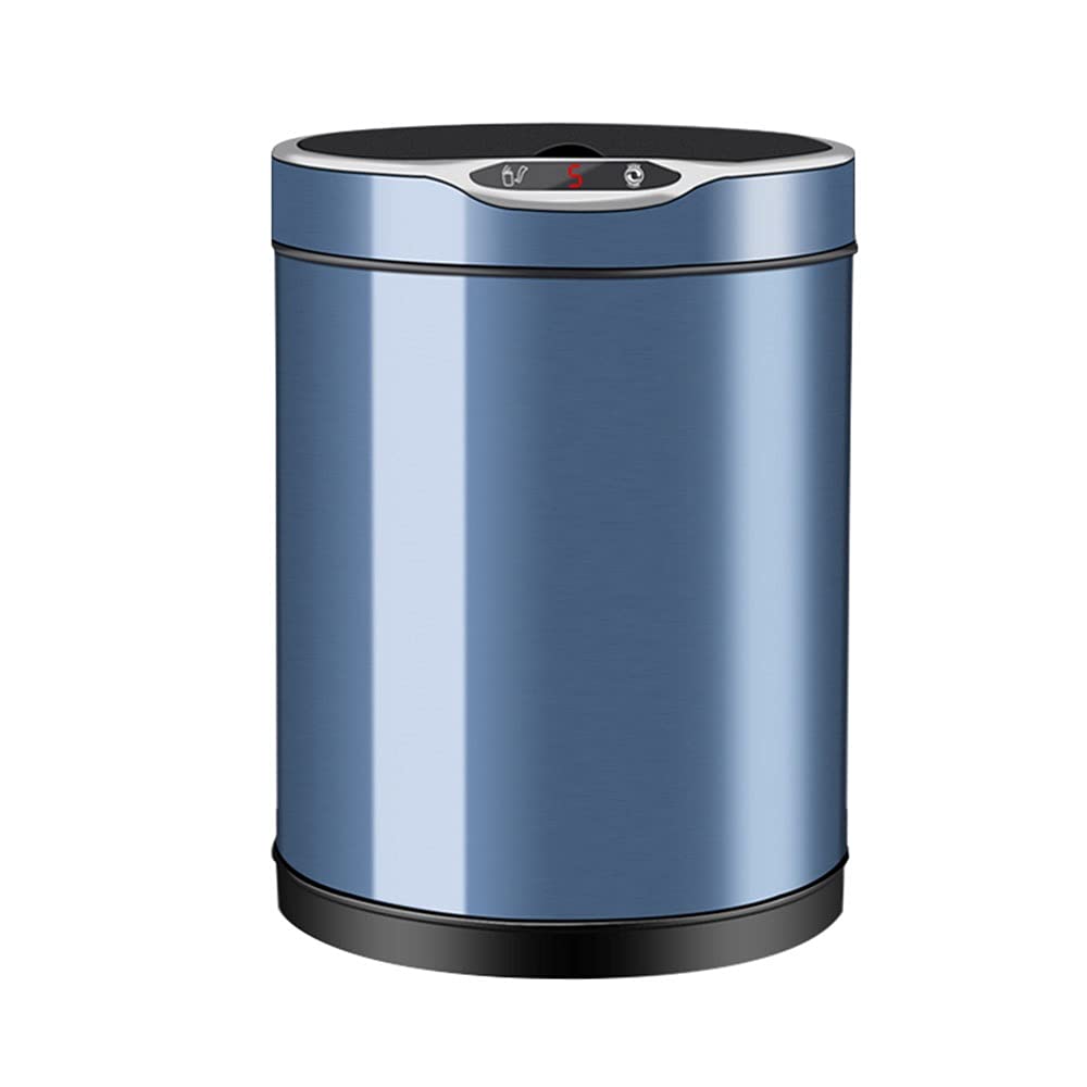 Non-contact Trash Can, 0.3S Infrared Sensor Sealed and Waterproof with Cover Mute Opening and Closing Home/office Automatic Trash Can(Blue,12L)