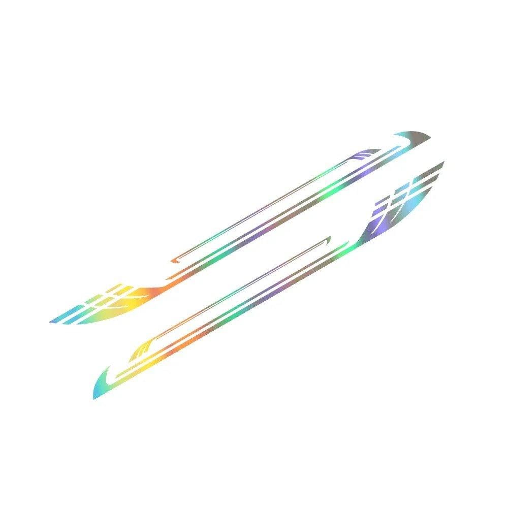 Dabhuoc Colorful Laser Car Body Side Stickers For Camper Rv Van Motorhome Caravan Racing Sport Stripes Vinyl Decal Decoration(Colorful Laser)