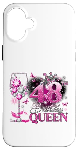 48th Birthday Queen Pink Wine 48 Years Old Women Girls �X�}�z�P�[�X iPhone 16 Plus �p