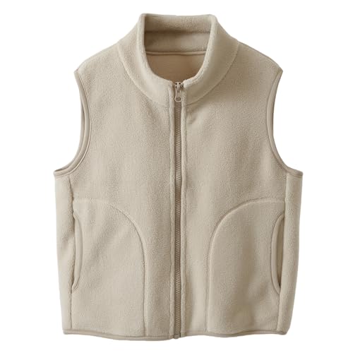 POBIDOBY Kids' Vest Fleece-Lined Sleeveless Casual Zipper-Front Coats Layering Thermal Top Children Boys' & Girls' Warm Thickened Family-Matching Clothes Spring Fall Winter Apricot 2T