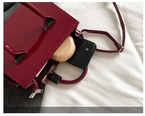 Image of Patent Leather Handbag Shinny Clutch Purse Mini Shoulder Bag Evening Purse for Women