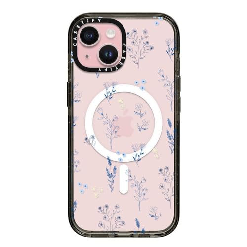 Coque iPhone 15 antichoc compatible MagSafe CASETiFY Impact avec fleurs bleues