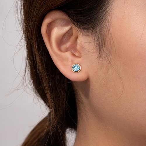 Amazon Essentials 10k Gold Made with Infinite Elements Imported Crystal Birthstone Stud Earrings (previously Amazon Collection)2