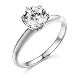 14k White Gold SOLID Wedding Engagement Ring - Size 8