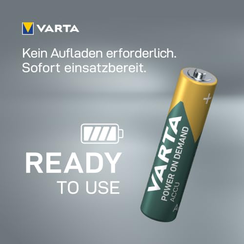 VARTA Batterien AAA, wiederaufladbar, 4 Stück, Power on Demand Recharge Accu, Akku, 800 mAh Ni-MH, ohne Memory Effekt, vorgeladen… – Ansicht 6
